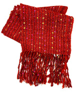 Écharpe cramoisie à paillettes dorées - Deborah Payne