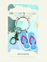 Blue Flipflops Keychain- Paper Pattern Silk