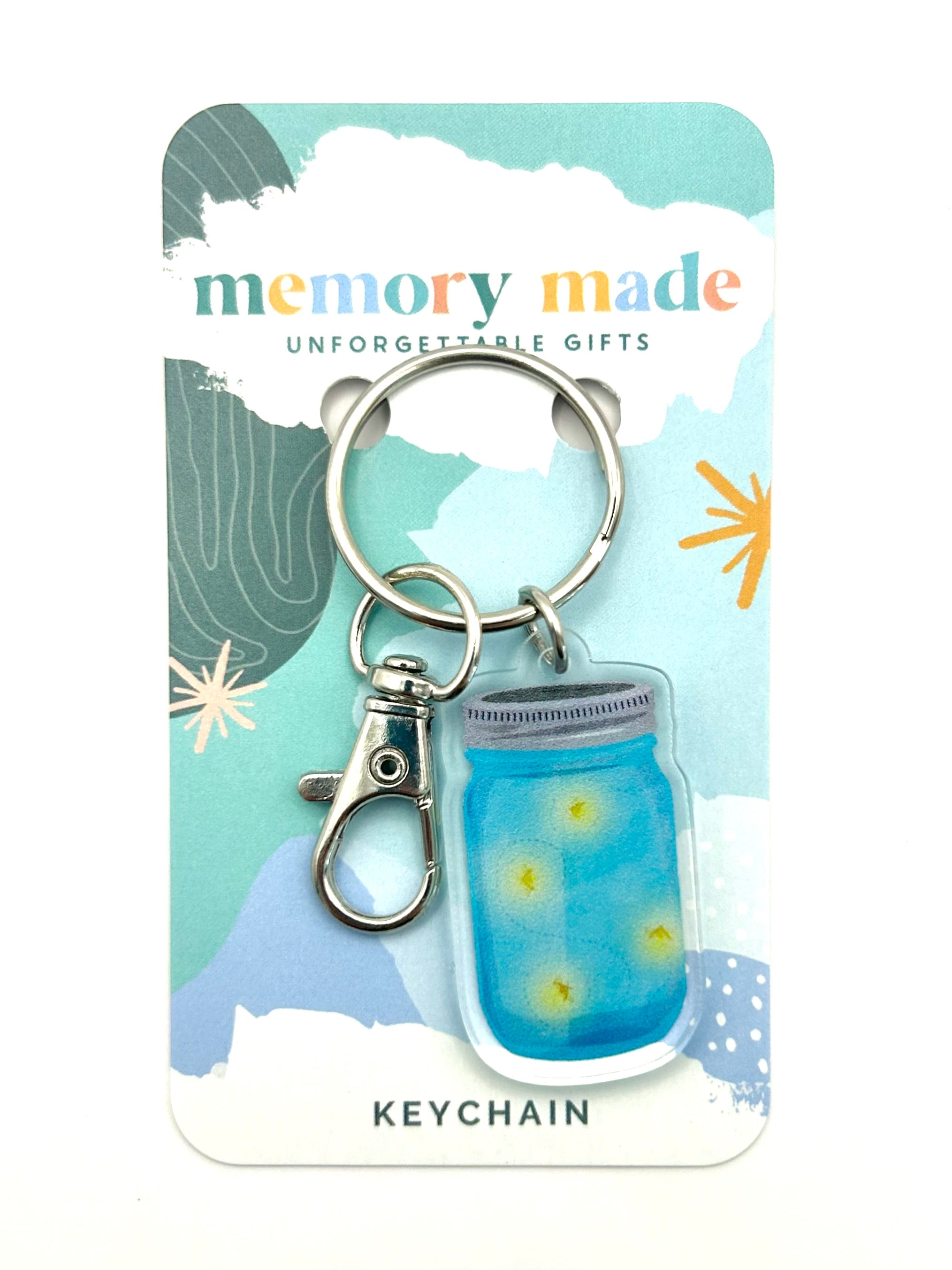 Jar of Fireflies Keychain- Paper Pattern Silk