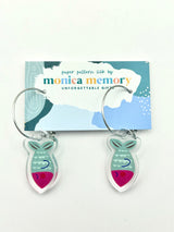 Teal and Pink Fish Earrings- Paper Pattern Silk