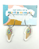 Moon Mist Ice Cream Cone Earrings- Paper Pattern Silk